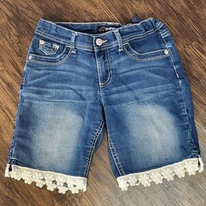 Girls Blue Jordache Denim Shorts with Lace Trim Size 12
